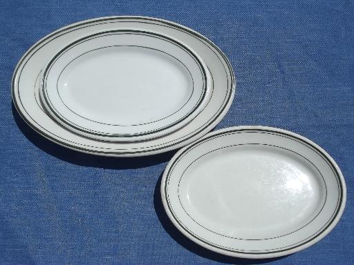 photo of vintage restaurant / railroad ironstone china platters, butter plates #1