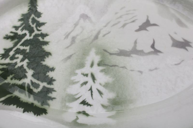 photo of vintage restaurant ware ironstone china platter, pines & mountains airbrush pattern  #3