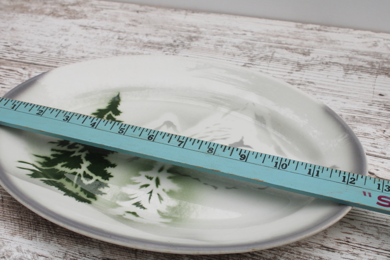 photo of vintage restaurant ware ironstone china platter, pines & mountains airbrush pattern  #6