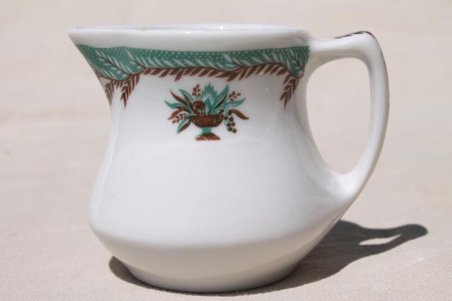 photo of vintage restaurant ware ironstone cream pitcher, tiny Shenango china creamer #1