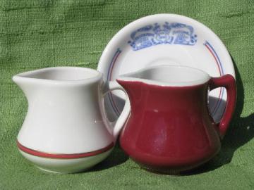 catalog photo of vintage restaurantware cream pitchers, saucer from Restaurant Antoine