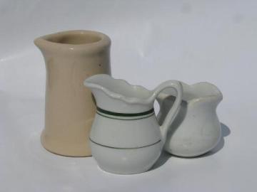 catalog photo of vintage restaurantware ironstone china creamers, lot of cream pitchers