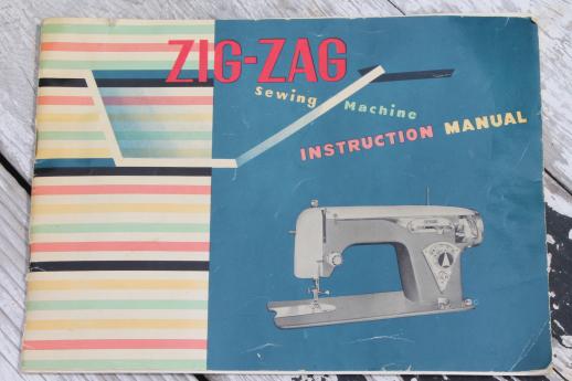 photo of vintage retro colors zig-zag sewing machine w/case & manual, Alden's De Luxe #4