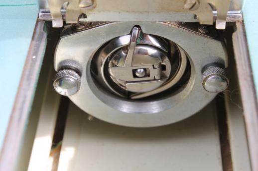photo of vintage retro colors zig-zag sewing machine w/case & manual, Alden's De Luxe #8