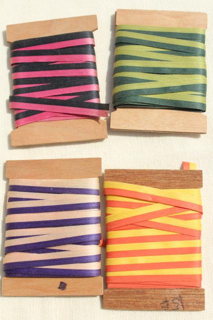 photo of vintage ribbon, candy striped craft paper gift wrap package tie ribbons made in Japan #2