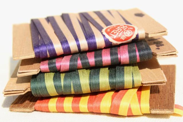 photo of vintage ribbon, candy striped craft paper gift wrap package tie ribbons made in Japan #8