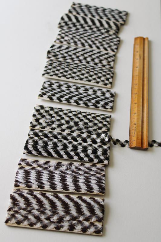 photo of vintage rick-rack or braid trim, farmhouse style black & white gingham or houndstooth #1