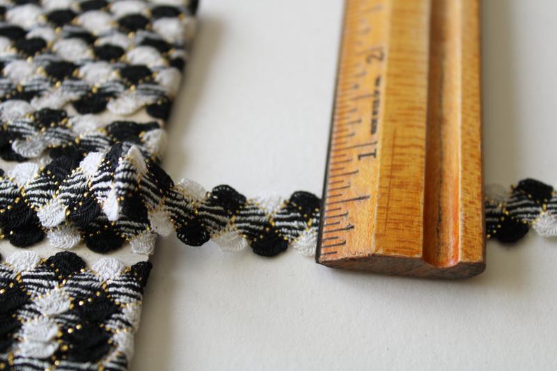 photo of vintage rick-rack or braid trim, farmhouse style black & white gingham or houndstooth #2