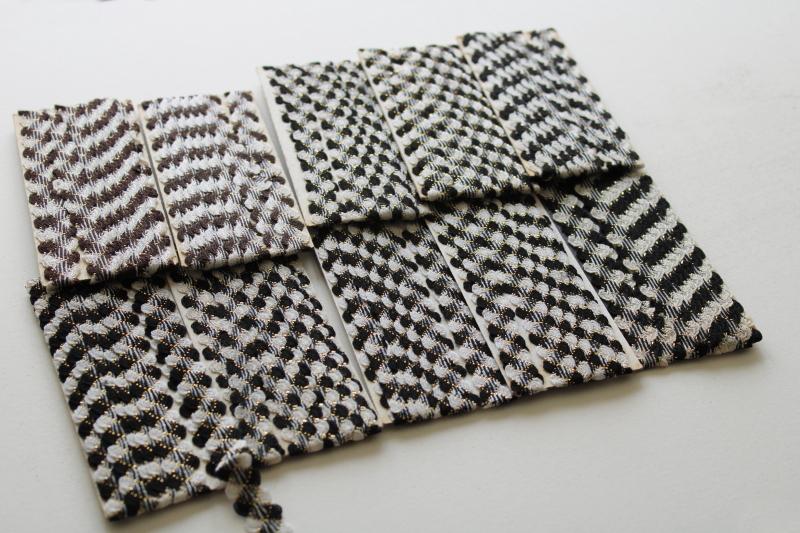 photo of vintage rick-rack or braid trim, farmhouse style black & white gingham or houndstooth #4