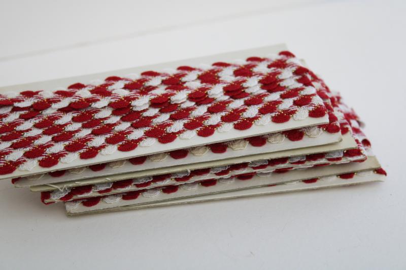 photo of vintage rick-rack or braid trim, farmhouse style red & white gingham or houndstooth #3