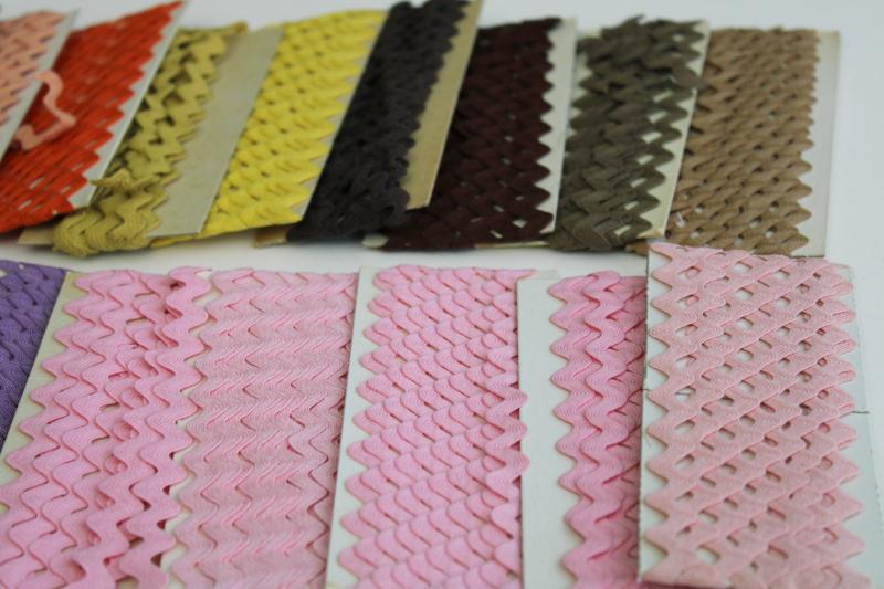 photo of vintage rickrack sewing trim lot, retro southwest desert sunset colors #3