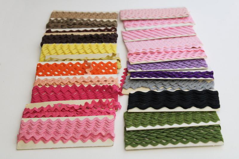 photo of vintage rickrack sewing trim lot, retro southwest desert sunset colors #4