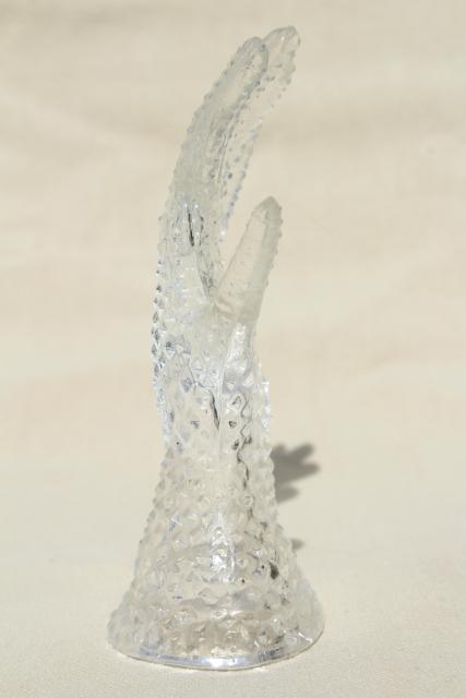 photo of vintage ring holder, crystal clear pressed glass lady's hand to hold rings #5