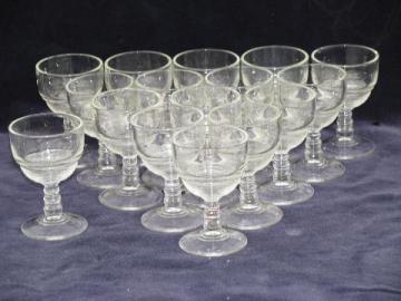 catalog photo of vintage ring pattern pressed glass sherry wine glasses, set of 16