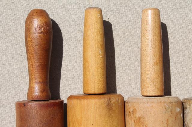 photo of vintage rolling pins, old wood rolling pin collection, primitive kitchenware #2