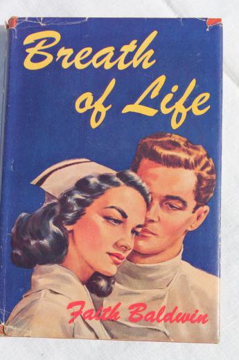 photo of vintage romances w/ nurse heroines, pulp art style covers w/ retro nurses graphics #5