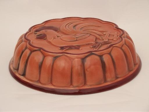 photo of vintage rooster mold, retro kitchen ceramic mold rooster wall hanging #2