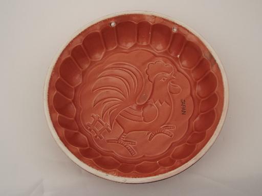 photo of vintage rooster mold, retro kitchen ceramic mold rooster wall hanging #3