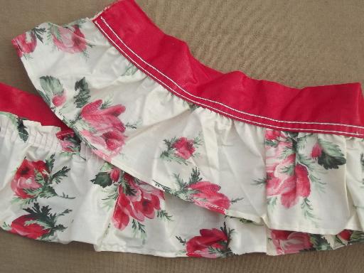 photo of vintage rose chintz cotton fabric ruffle edging, retro sewing trim #3