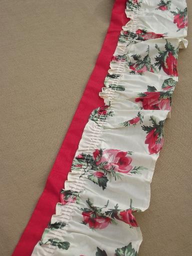 photo of vintage rose chintz cotton fabric ruffle edging, retro sewing trim #4