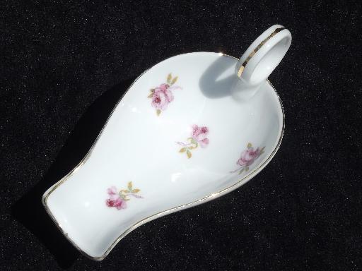 photo of vintage rose chintz pink rosebud master salt dish? tiny low china pitcher #1