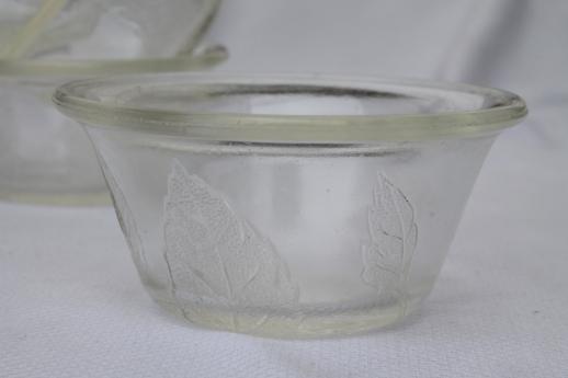 photo of vintage rose leaf embossed glass custard cups set, oven proof kitchen glass ramekins  #3