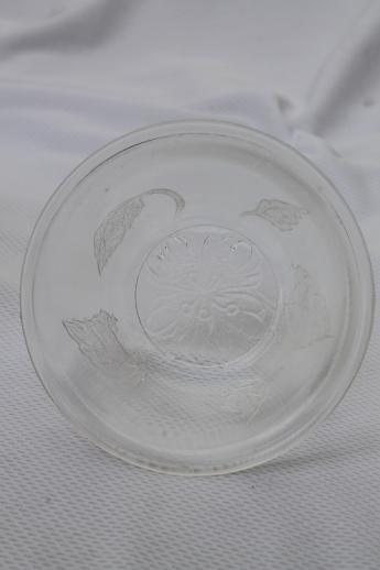 photo of vintage rose leaf embossed glass custard cups set, oven proof kitchen glass ramekins  #4