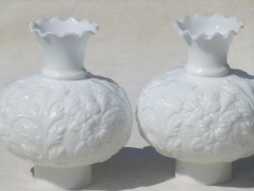 catalog photo of vintage rose leaf milk glass chimney globe shades for gone with the wind lamps