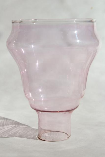 photo of vintage rose pink cranberry glass candle sconce shades, lamp chimney hurricanes pair #2