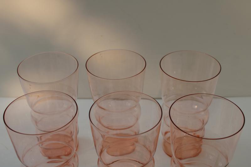 photo of vintage rose pink depression glass flat tumblers, Federal Lido optic pattern? #4