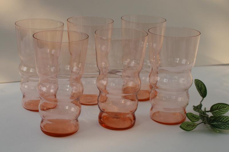 photo of vintage rose pink depression glass flat tumblers, Federal Lido optic pattern? #5