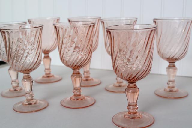 photo of vintage rose pink wine glasses, Rosaline French glassware Cristal D'Arques #3