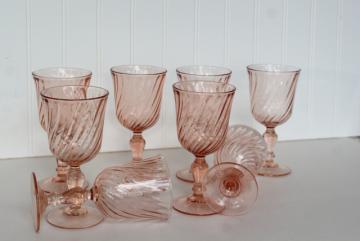 catalog photo of vintage rose pink wine glasses, Rosaline French glassware Cristal D'Arques