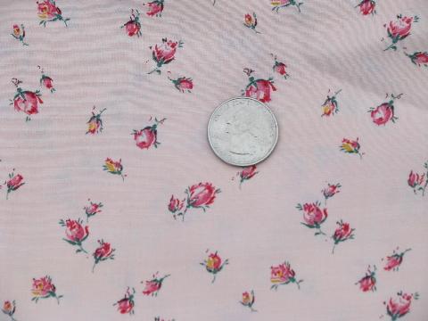 photo of vintage rosebud floral print fabric, 40'' wide, drapey cotton / rayon or poly? #1