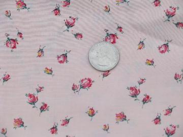 catalog photo of vintage rosebud floral print fabric, 40'' wide, drapey cotton / rayon or poly?