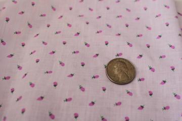 catalog photo of vintage rosebud print cotton fabric, floral sprig on pale lavender background  