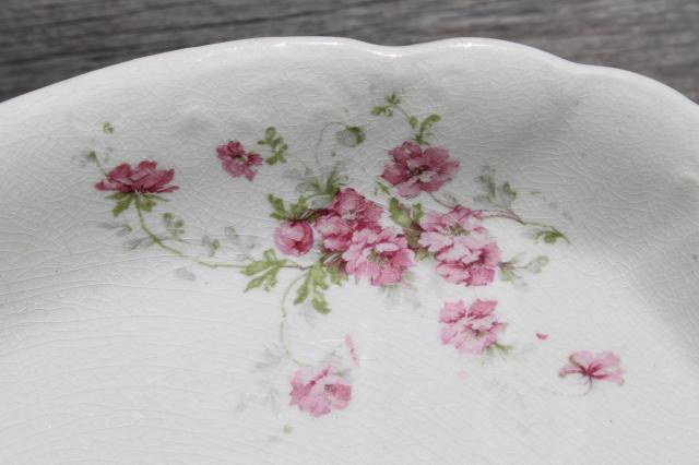 photo of vintage roses china platters or serving trays, shabby mismatched antique rose floral dishes #2