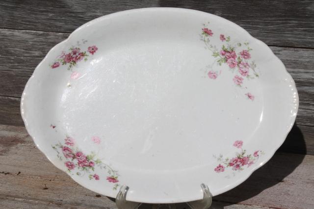 photo of vintage roses china platters or serving trays, shabby mismatched antique rose floral dishes #11