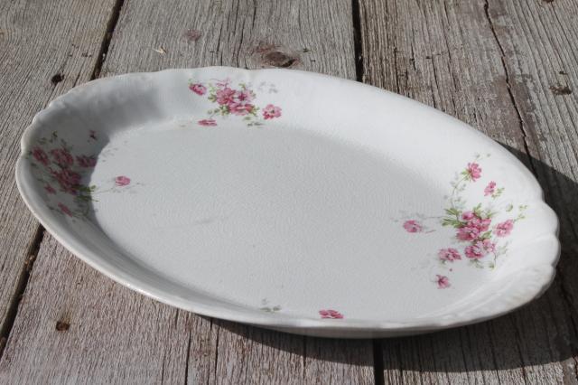 photo of vintage roses china platters or serving trays, shabby mismatched antique rose floral dishes #12