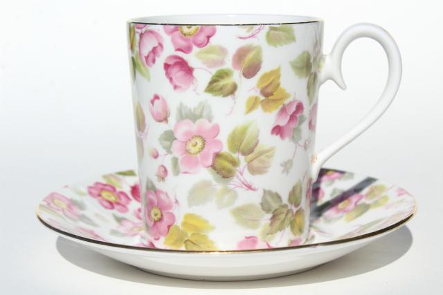 photo of vintage roses chintz Royal Albert Random Rose demitasse cup & saucer set #1