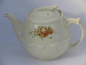 catalog photo of vintage roses old kitchen pottery coffee pot, Enterprise drip-o-lator