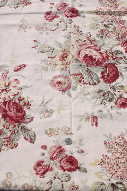 photo of vintage roses print curtains & fabric lot, Waverly Norfolk Rose shabby chic romantic florals #6