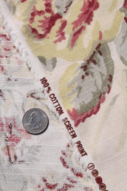 photo of vintage roses print curtains & fabric lot, Waverly Norfolk Rose shabby chic romantic florals #8