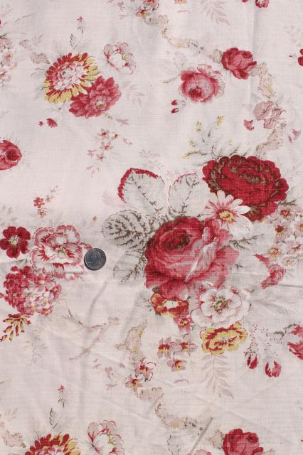 photo of vintage roses print curtains & fabric lot, Waverly Norfolk Rose shabby chic romantic florals #10