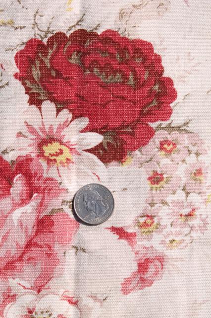 photo of vintage roses print curtains & fabric lot, Waverly Norfolk Rose shabby chic romantic florals #11