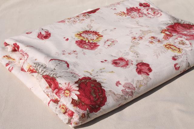 photo of vintage roses print curtains & fabric lot, Waverly Norfolk Rose shabby chic romantic florals #12