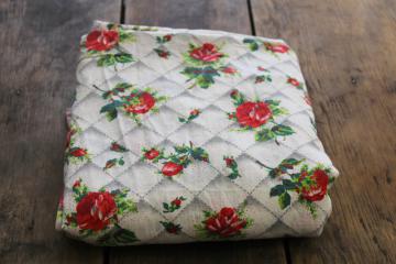 vintage roses print tablecloth, soft washed cotton fabric shabby country chic