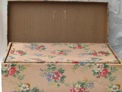 photo of vintage roses wallpaper print nesting storage boxes, shabby cottage chic #2