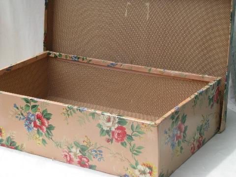 photo of vintage roses wallpaper print nesting storage boxes, shabby cottage chic #3