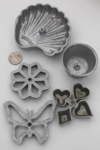 photo of vintage rosette iron timbale patty mold set, cups & patty shell seashells #3